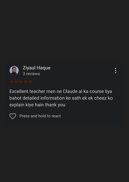 Google review by Ziyaul Haque for Pre Tutorials - 5 stars