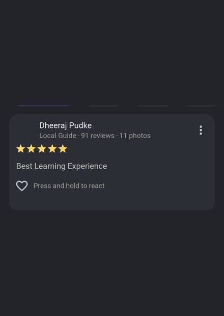 Google review by Dheeraj Pudke for Pre Tutorials - 5 stars
