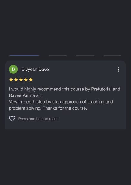 Google review by Divyesh Dave for Pre Tutorials - 5 stars