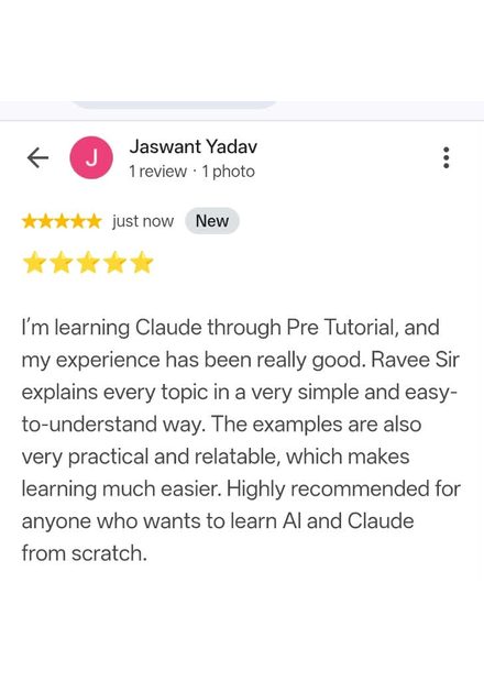 Google review by Jaswant Yadav for Pre Tutorials - 5 stars