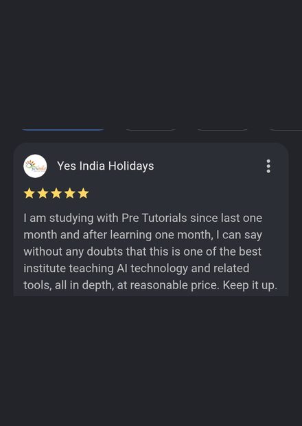 Google review by Yes India Holidays for Pre Tutorials - 5 stars
