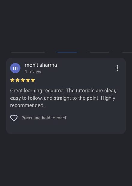 Google review by Mohit Sharma for Pre Tutorials - 5 stars