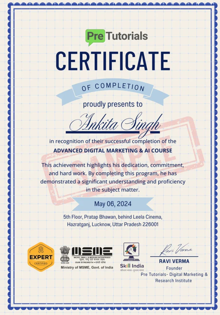 Pre Tutorials Certificate